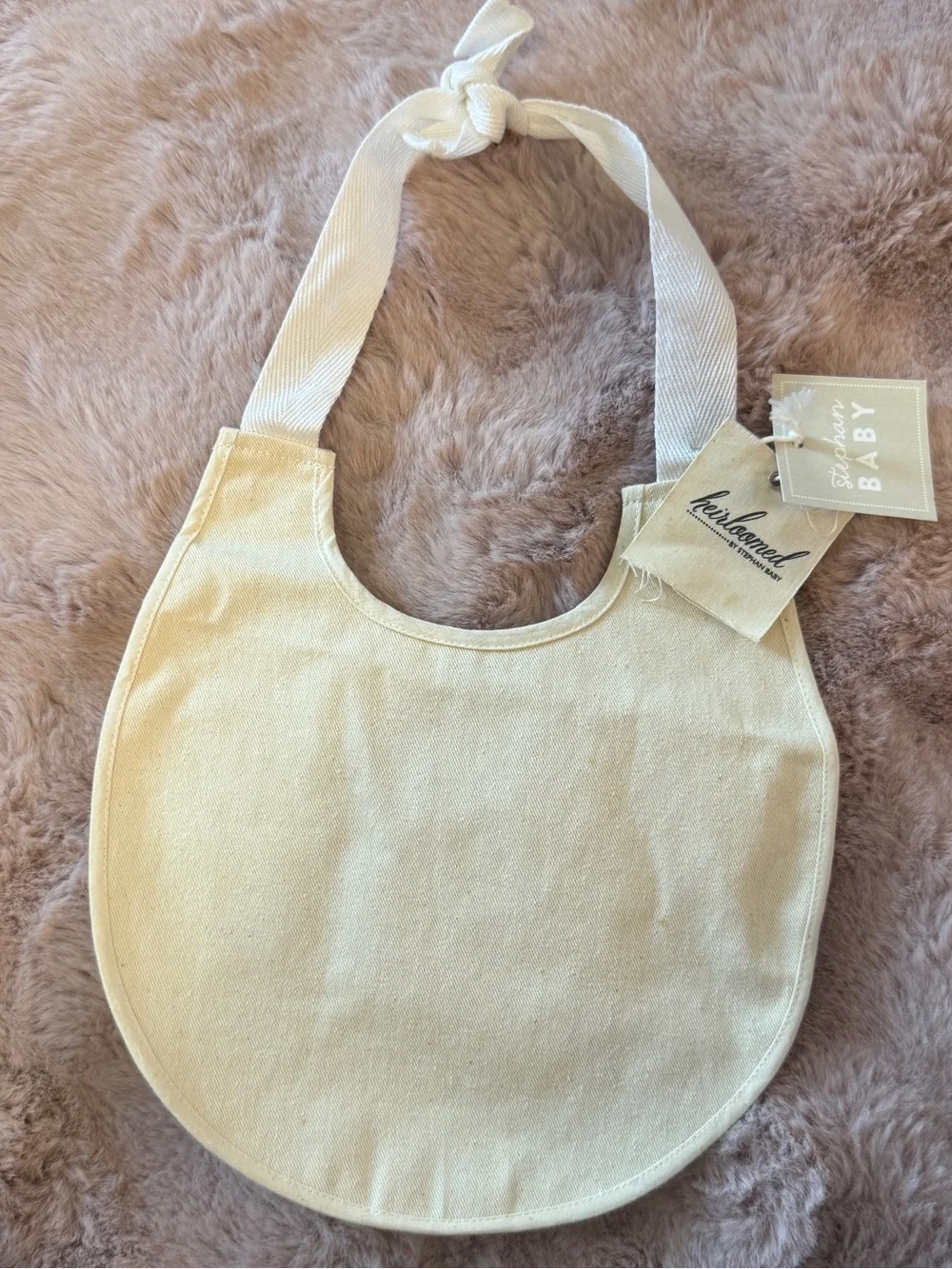 Heirloom Baby Cream Cotton Bib - Soft Tie-Neck